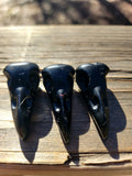 Obsidian crow skull crystal carving