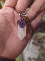 Mystic quartz and amethyst moon fusion necklace