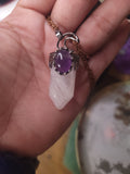 Mystic quartz and amethyst moon fusion necklace