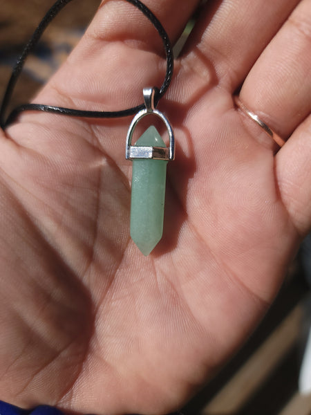 Green aventurine double point necklace