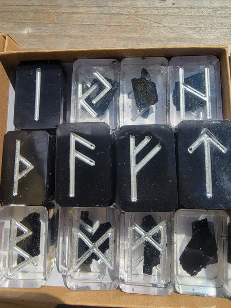 Black tourmaline protection rune set