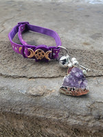 Amethyst triple moon protection cat collar