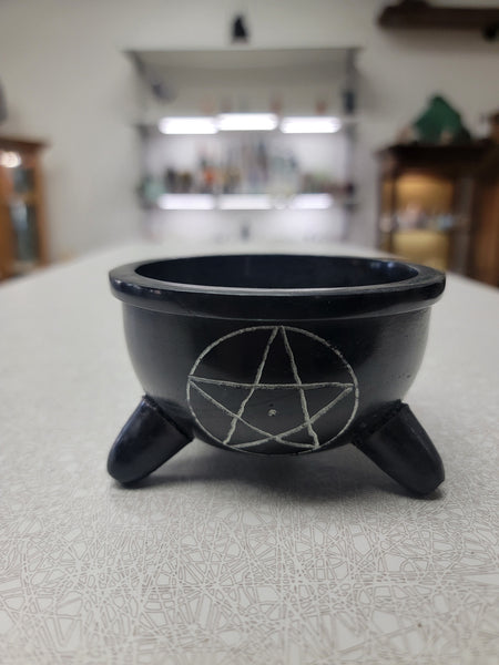 Soapstone pentacle cauldron