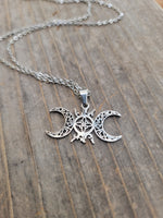 Celestial goddess triple moon necklace