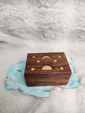 Small moon, sun, & stars wooden chest