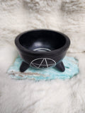 Soapstone pentacle cauldron