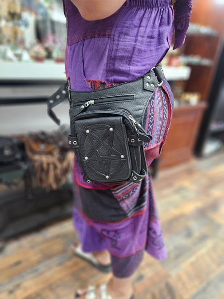 Pentacle black leather satchel