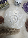 Silver Quartz Point Triangle Necklace