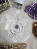 Silver Amethyst Triangle Necklace