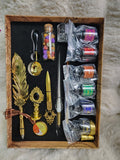 Quill feather & wax set multiple inks