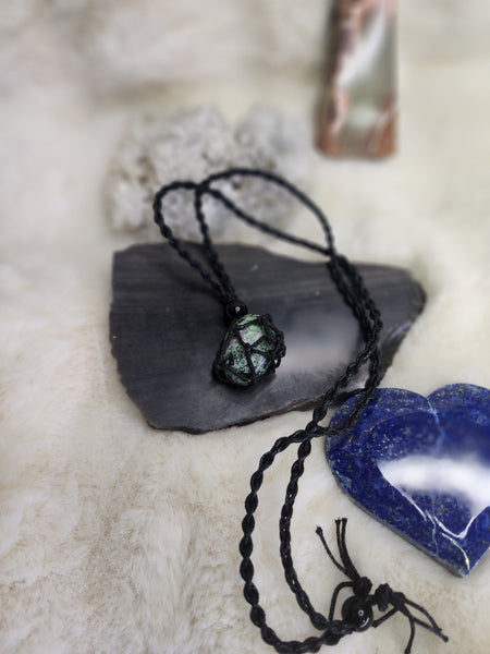 Cord tumble cage necklace