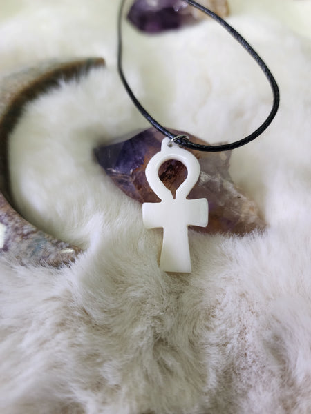Bone ankh necklace