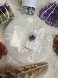Silver Selenite with Amethyst Necklace