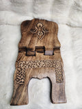 Earth goddess carved wooden book stand