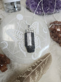 Silver Black Tourmaline with Selenite Necklace