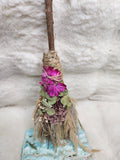 Pink flower altar broom