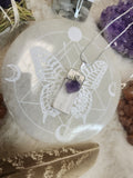 Silver Selenite with Amethyst Necklace
