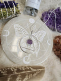 Silver Amethyst Triangle Necklace