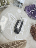 Silver Black Tourmaline with Selenite Necklace