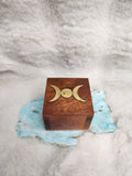 Triple moon small wooden chest