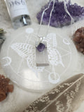 Silver Selenite with Amethyst Necklace