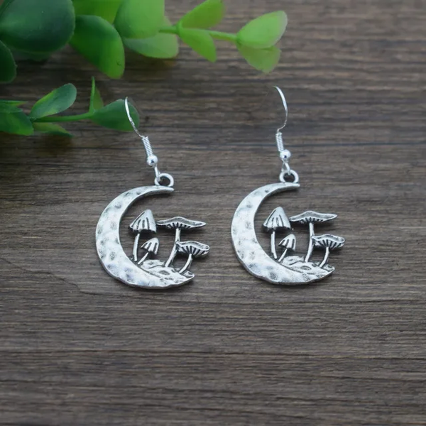 Mushrooms upon the moon earrings