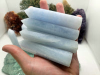 Blue Celestite Tower Point l Blue Celestite Obelisk l 4" Polished Crystal Tower l AAA Quality