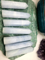 Blue Celestite Tower Point l Blue Celestite Obelisk l 4" Polished Crystal Tower l AAA Quality