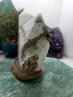 Large White Mica Double Point Tower With Tourmaline l 2.5 lb (1150g) l Very rare l AAA Quality