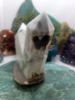 Large White Mica Double Point Tower With Tourmaline l 2.5 lb (1150g) l Very rare l AAA Quality